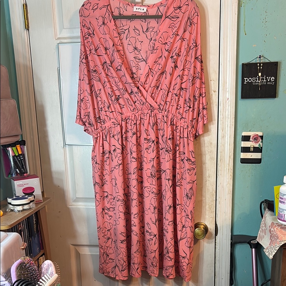 Pink Floral Wrap Dress by SPLA Size 3X